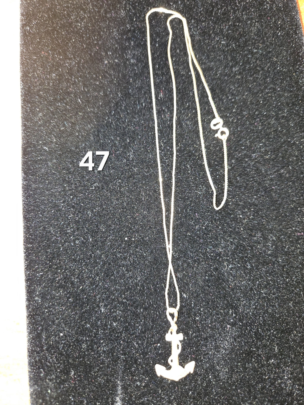 Anchor Pendant Necklace - Silver Tone
